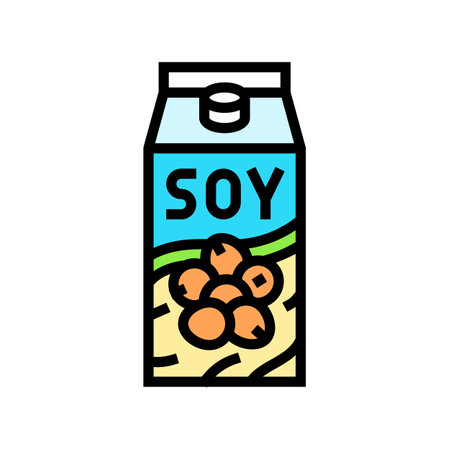 soy milk carton vegan food color icon vector illustrationのイラスト素材