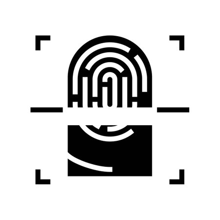fingerprint scan glyph icon vector illustrationのイラスト素材