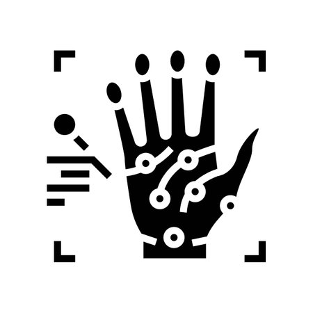handprint recognition glyph icon vector illustrationのイラスト素材