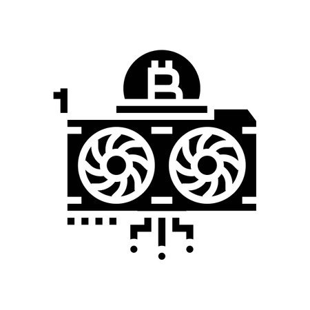 gpu cryptocurrency mining glyph icon vector illustrationのイラスト素材