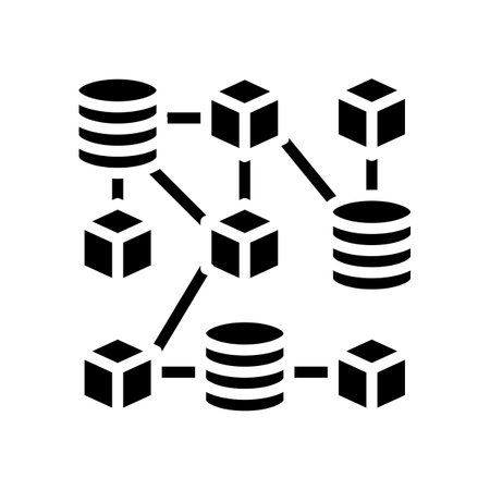 decentralized network cryptocurrency mining glyph icon vector illustrationのイラスト素材