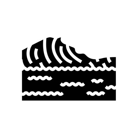water waves disaster glyph icon vector illustrationのイラスト素材