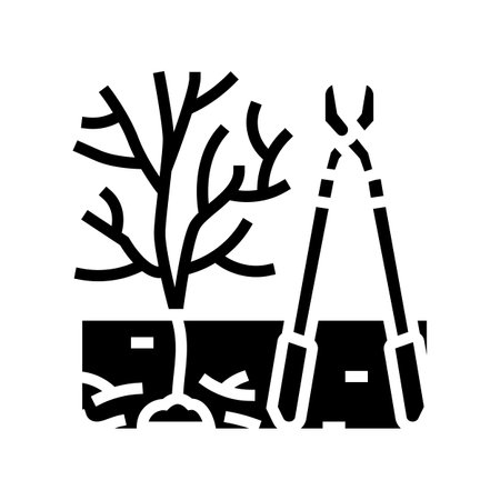 tree pruning garden maintenance glyph icon vector illustrationのイラスト素材