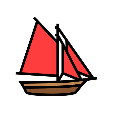sloop ancient ship color icon vector illustrationのイラスト素材
