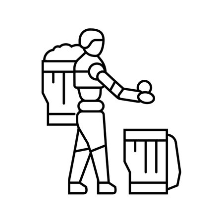 crop baskets robot harvests line icon vector illustrationのイラスト素材