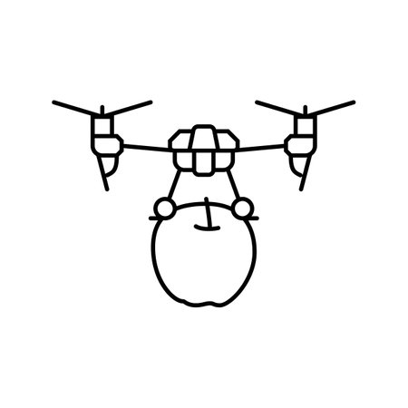 harvesting drone robot harvests line icon vector illustrationのイラスト素材