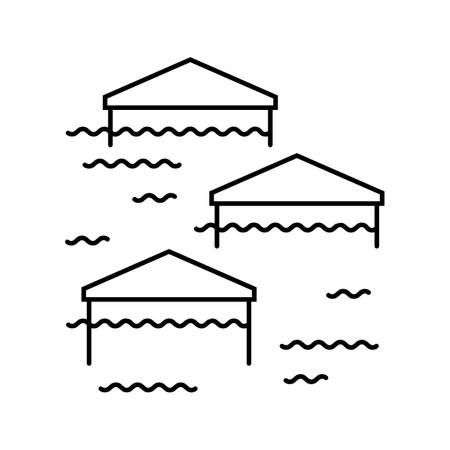 flood weather natural phenomena line icon vector illustrationのイラスト素材