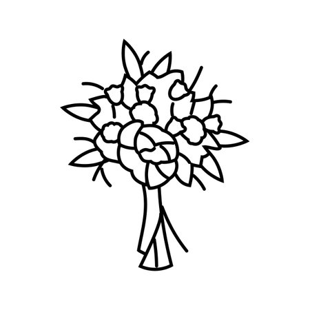 nosegay bouquet flower line icon vector illustrationのイラスト素材