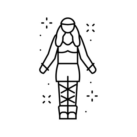 rave man retro line icon vector illustrationのイラスト素材