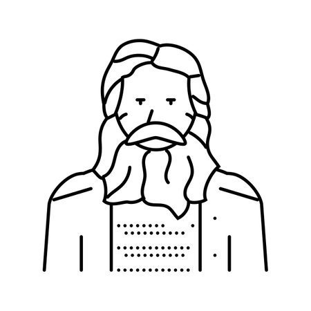 old man line icon vector illustrationのイラスト素材