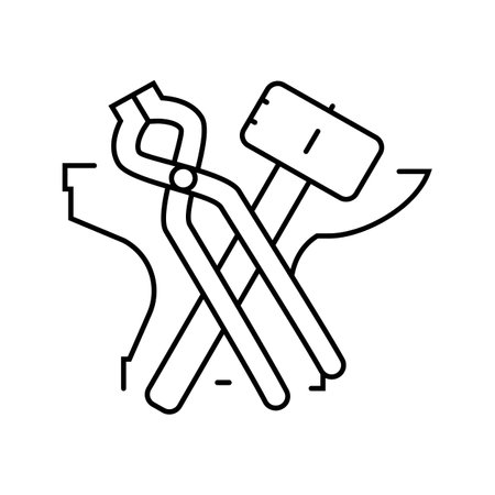 metal artist blacksmith line icon vector illustrationのイラスト素材