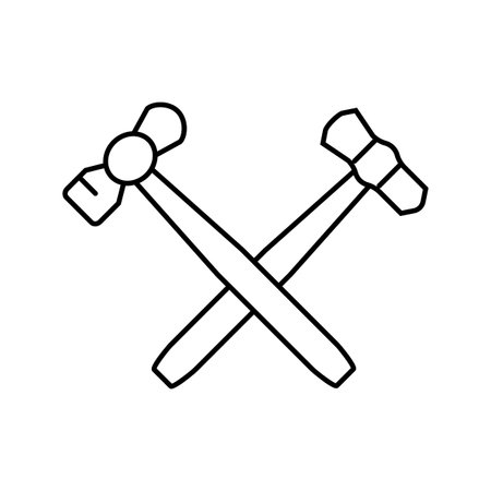 hammer blacksmith line icon vector illustrationのイラスト素材