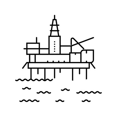 platform oil industry line icon vector illustrationのイラスト素材