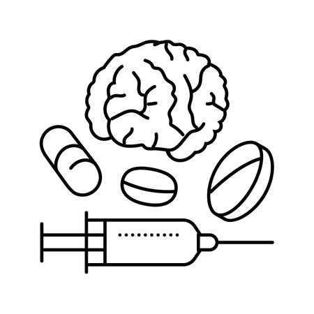 neuroinformatics neuroscience neurology line icon vector illustrationのイラスト素材