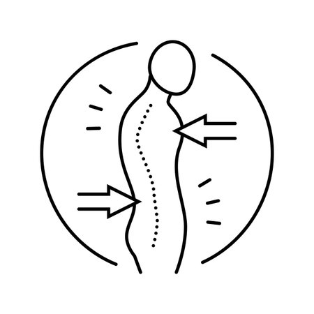 pain thoracic spine osteoporosis symptom line icon vector illustrationのイラスト素材