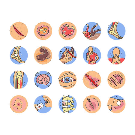 household injury accident human icons set vectorのイラスト素材