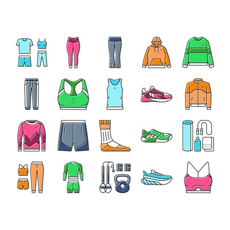 athleisure clothing fashion icons set vectorのイラスト素材