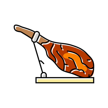 jamon iberico spanish cuisine color icon vector illustrationのイラスト素材