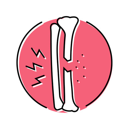 tibia fracture osteoporosis bone color icon vector illustration