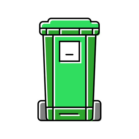 green bin waste sorting color icon vector illustrationのイラスト素材
