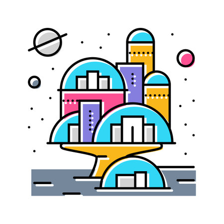 retro futurism cyberpunk color icon vector illustrationのイラスト素材