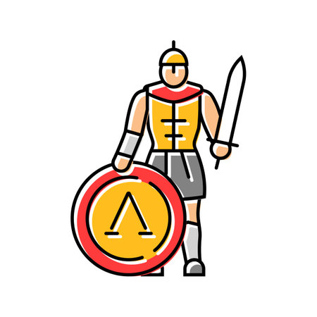 warrior spartan roman greek color icon vector illustrationのイラスト素材