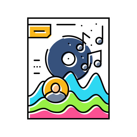 rave flyer retro color icon vector illustrationのイラスト素材