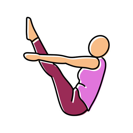 boat pose navasana yoga color icon vector illustrationのイラスト素材