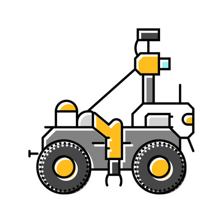 soil analysis robot harvests color icon vector illustrationのイラスト素材