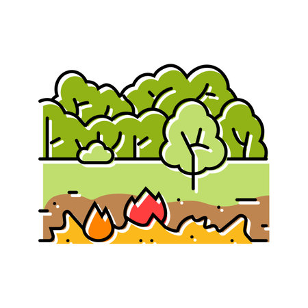 house on fire wildfire disaster color icon vector illustrationのイラスト素材