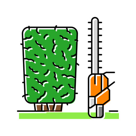 hedge trimming garden maintenance color icon vector illustrationのイラスト素材