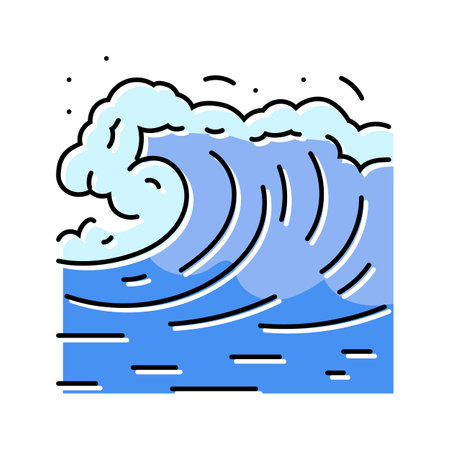 tsunami wave weather natural phenomena color icon vector illustrationのイラスト素材