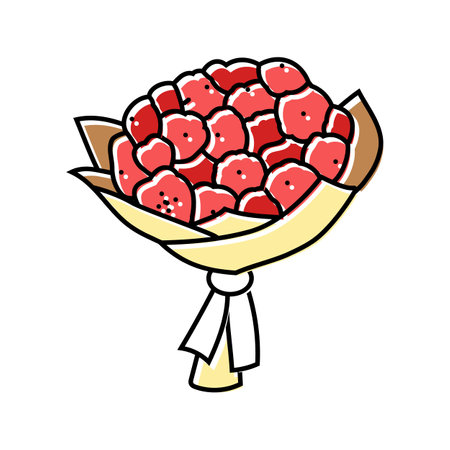 round bouquet flower color icon vector illustrationのイラスト素材