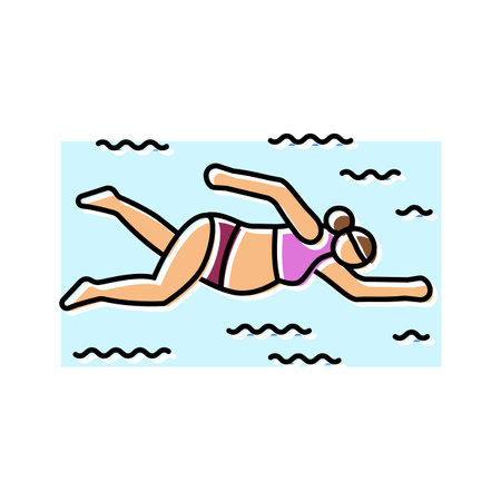 swimming pregnant fitness color icon vector illustrationのイラスト素材