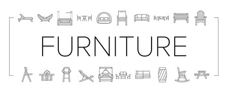 outdoor furniture patio garden icons set vectorのイラスト素材