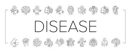 incurable disease doctor patient icons set vectorのイラスト素材