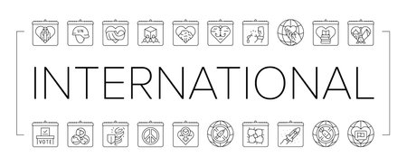 international holiday day icons set vectorのイラスト素材