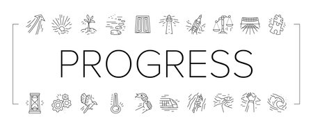progress trend up business icons set vectorのイラスト素材