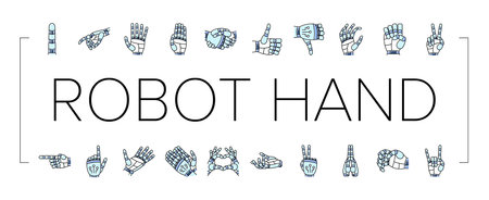 robot hand gesture ai digital icons set vectorのイラスト素材