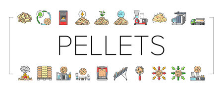 wood pellets timber plywood icons set vectorのイラスト素材
