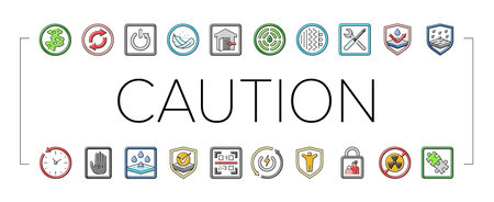 product caution label warning icons set vectorのイラスト素材