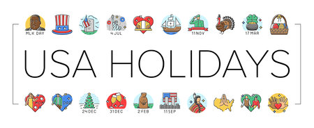usa holiday american national day icons set vectorのイラスト素材
