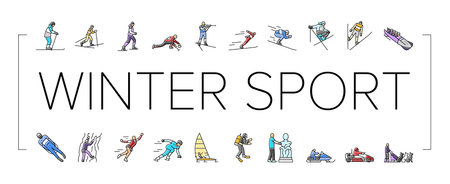 winter sport ski snow jump icons set vectorのイラスト素材