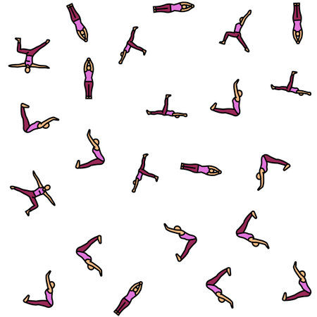 yoga exercises sport health seamless pattern vectorのイラスト素材