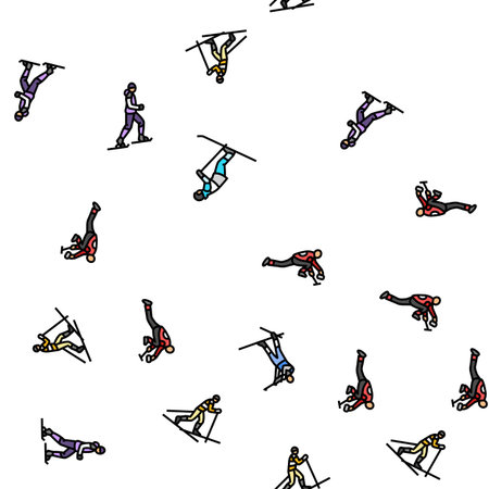 winter sport ski snow jump seamless pattern vectorのイラスト素材