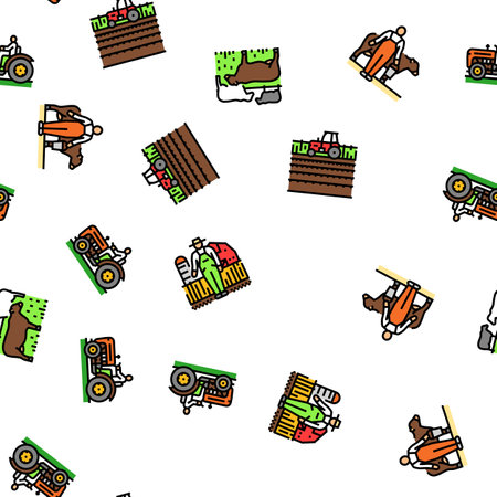 farmer farm agriculture field man seamless pattern vectorのイラスト素材