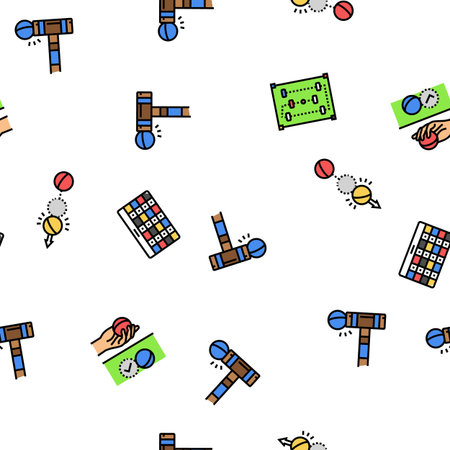 croquet mallet game ball seamless pattern vectorのイラスト素材