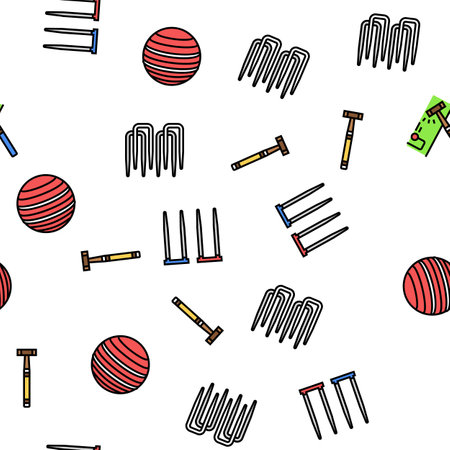 croquet mallet game ball seamless pattern vectorのイラスト素材