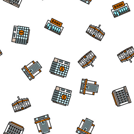 bank building money business seamless pattern vectorのイラスト素材