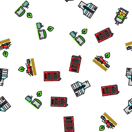 biomass energy plant power seamless pattern vectorのイラスト素材